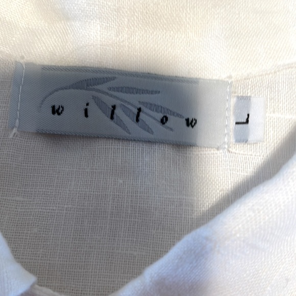 Pretty WILLOW 100% Linen Blouse with red trim Sz L - Picture 2 of 8